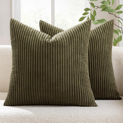MIULEE Fall Decorative Corduroy Throw Pillow Covers Set of 2 18x18 Orange