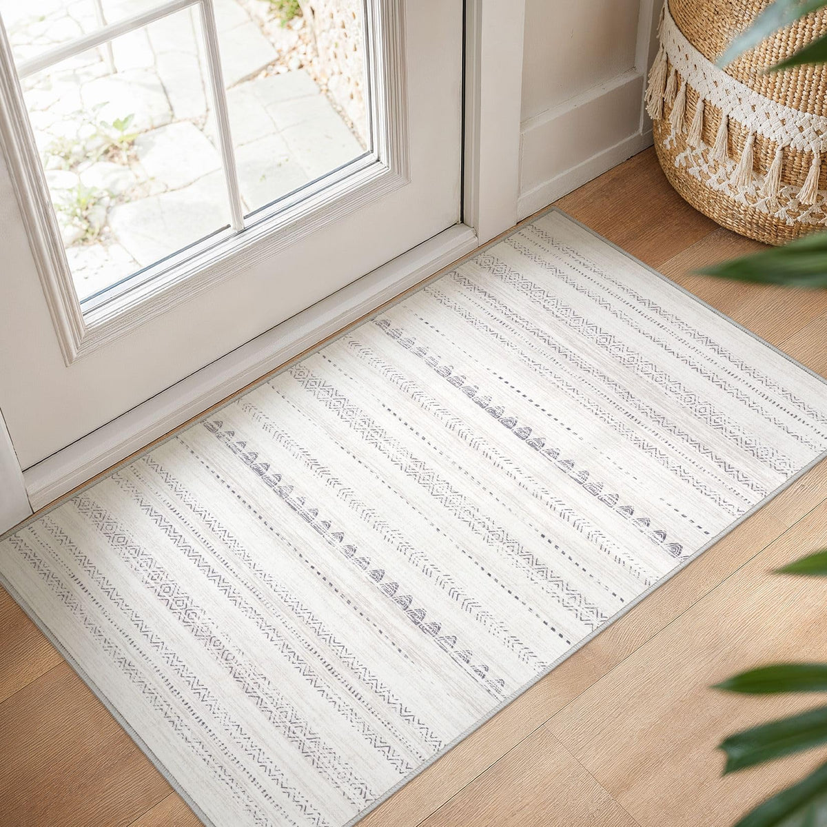 Nakagishi Boho 5x7 Area Rug Living Room Rugs Machine Washable Beige/Brown