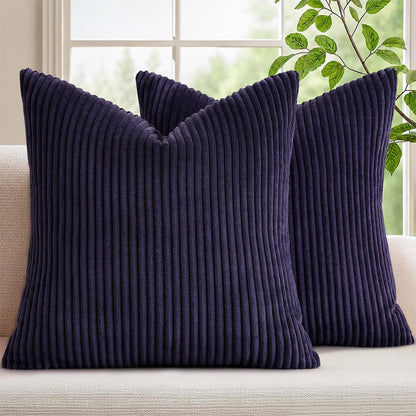 Mecatny Corduroy Fall Throw Pillow Covers 18x18 Set of 2 Olive Green