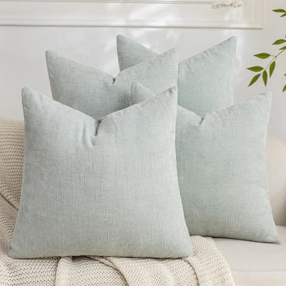 Set of 4 Soft Textured Throw Pillow Covers 18x18 Inch Cozy Decorative Farmhouse Cushion Cover Square Accent Pillow Cases for Bed Couch Sofa Living Room, Beige Taupe Brown