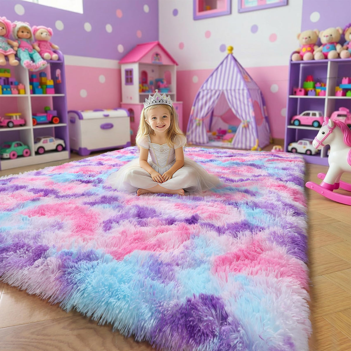 Amdrebio Grass Green Fluffy Area Rug 4x6 for Bedroom Classroom Living Room