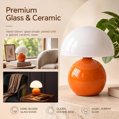 Dawnwake Mushroom Lamp Table Lamp for Bedroom-Small Desk Table Lamps,Orange