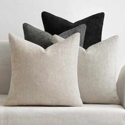 MIULEE Soft Decorative Chenille Pillow Covers Blue Series 18x18 Pack of 4