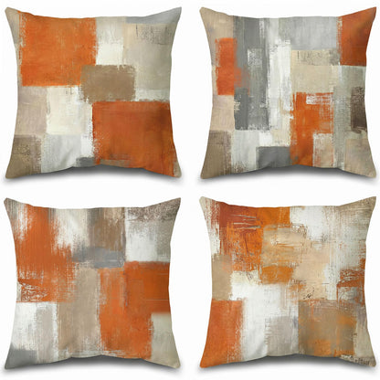 Set of 4 Blue and Grey Abstract Art Artwork Pillow Cover 18 x 18 Inch, Gallery Modern Decorative Throw Pillows Cushion Cover for Bedroom Sofa Living Room