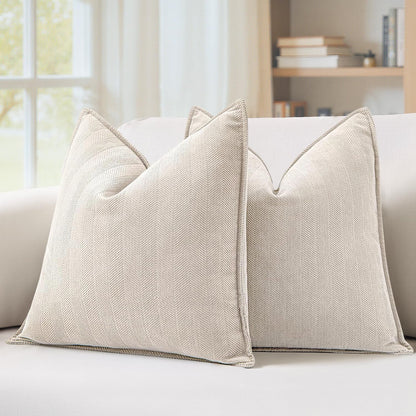 MIULEE Pack of 2 Sage Green Decorative Chenille Pillow Covers 20x20 Inch