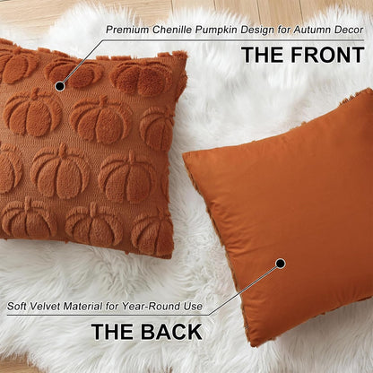 decorUhome Light Rust Pumpkin Faux Fur Throw Pillow Covers 18x18 Set of 2