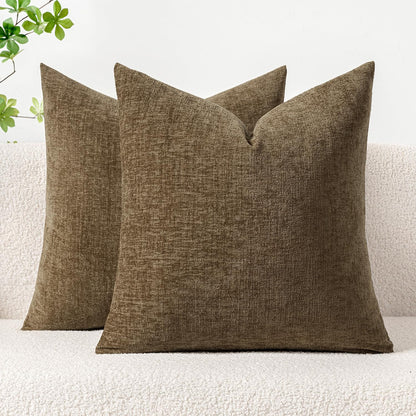 MIULEE Soft Chenille Fall Throw Pillow Covers Burnt Orange 18x18 Pack of 2