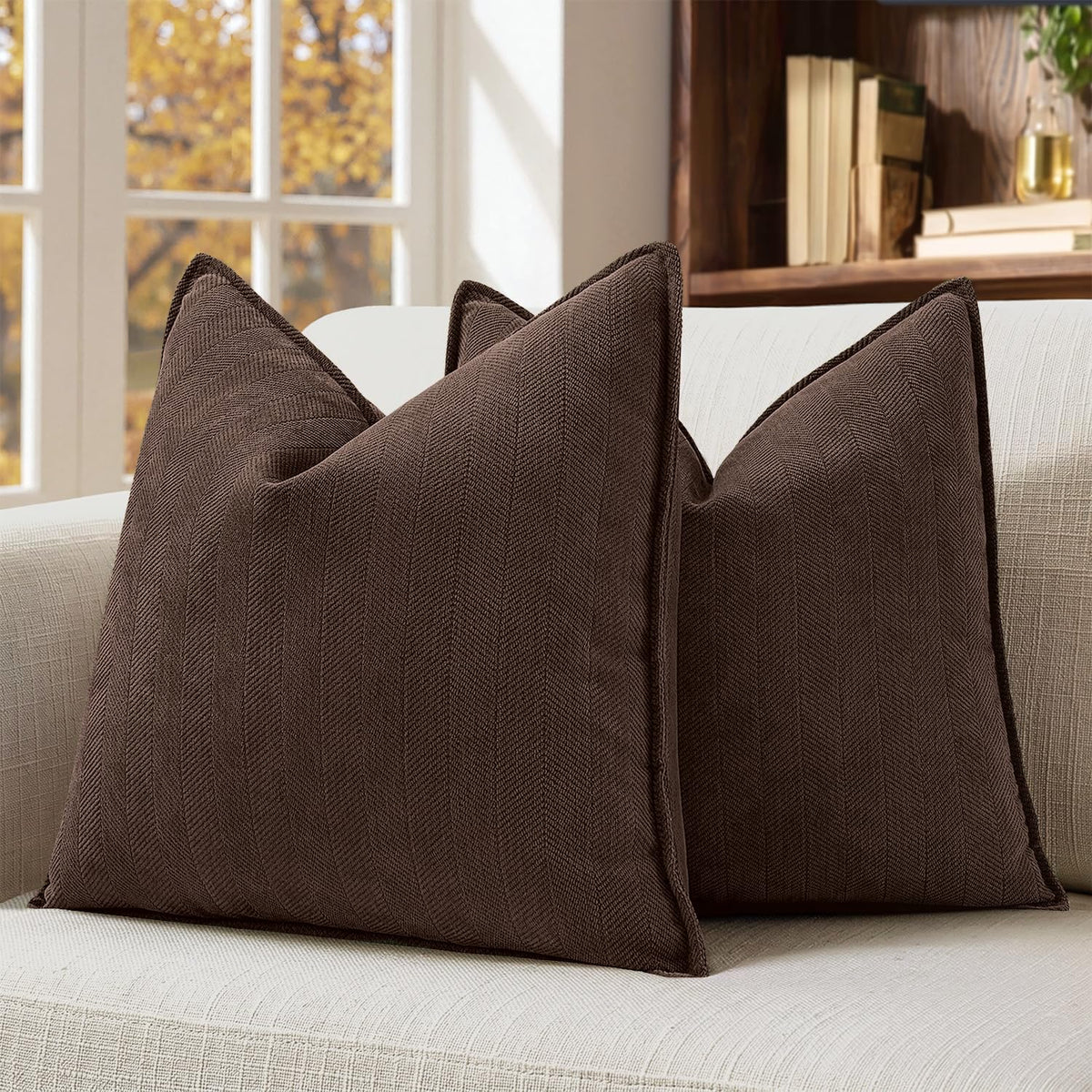 MIULEE Pack of 2 Sage Green Decorative Chenille Pillow Covers 20x20 Inch