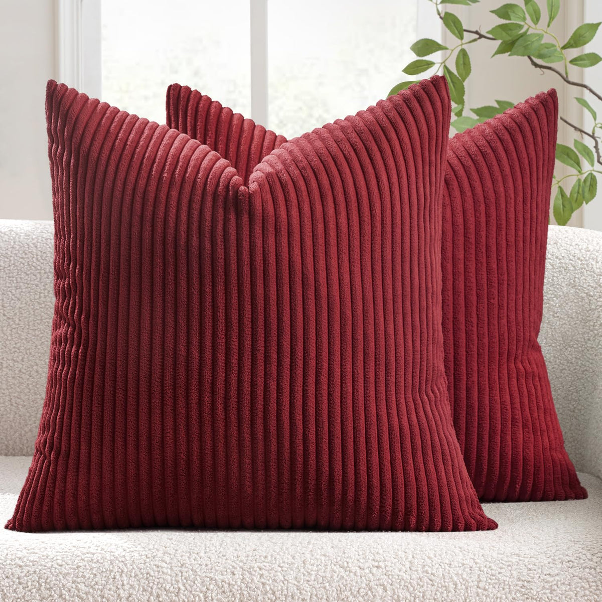 MIULEE Fall Decorative Corduroy Throw Pillow Covers Set of 2 18x18 Orange