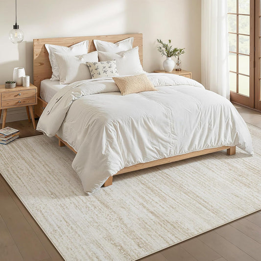 Area Rug 6x9 Living Room Rugs: Washable Modern Rug Non-Slip Soft Rugs Stain Resistant Printed Rug Indoor Carpet for Bedroom Kitchen Dining Room Nursery Home(Beige, 6'x9')