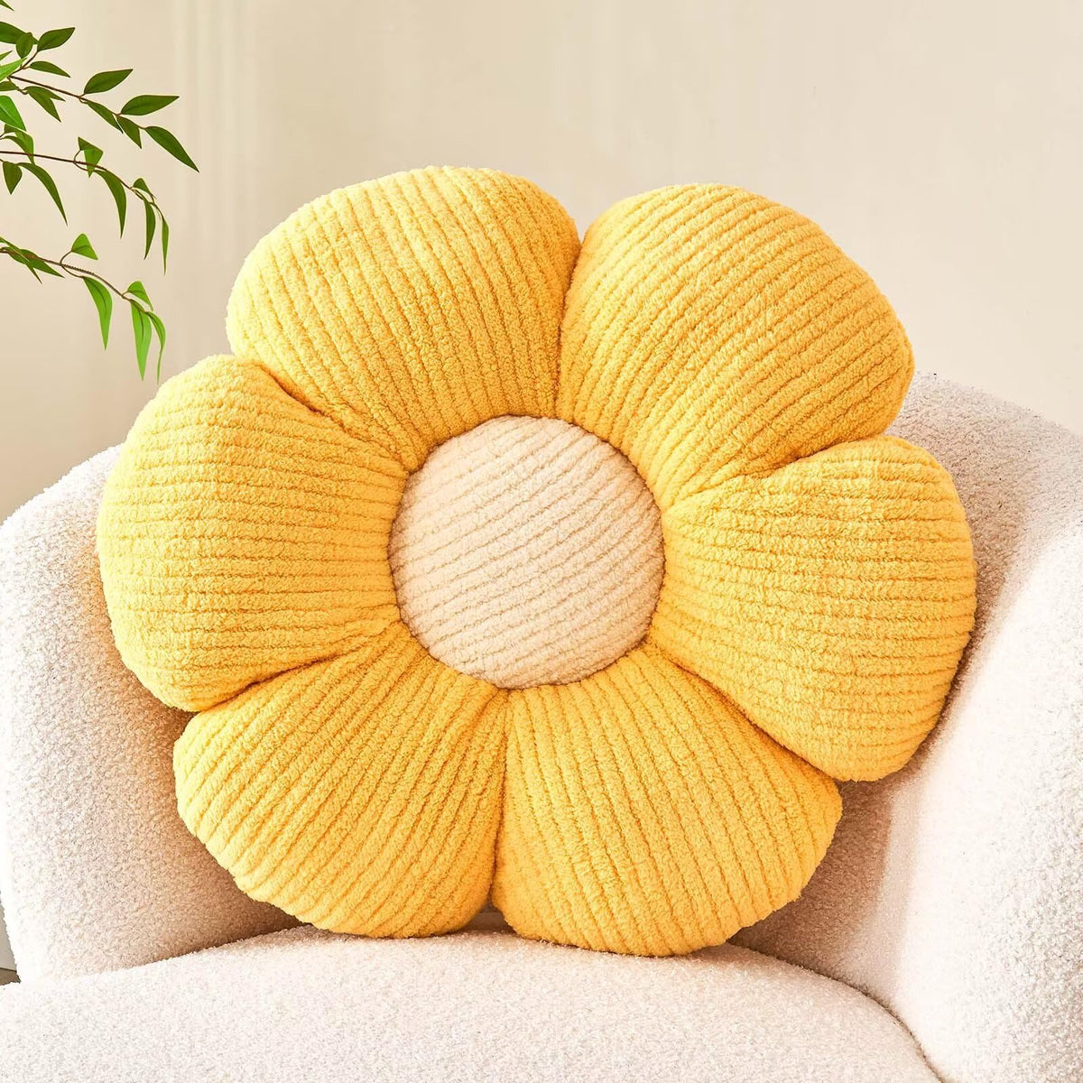 Kcvvcr Flower Throw Pillow, Soft Sage Green 14.9" Shaped Floor Pillow for Home Decor, Cute Aesthetic Plush Decorative Pillows for Bed, Sofa, Couch