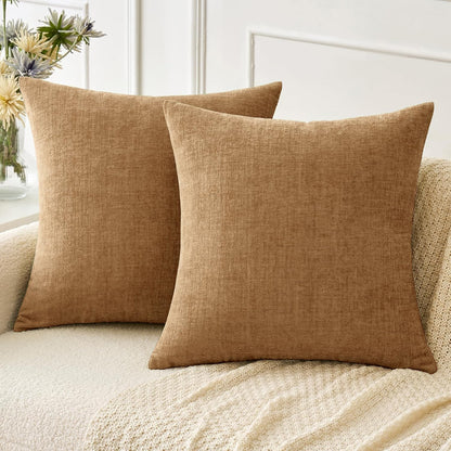 MIULEE Soft Chenille Fall Throw Pillow Covers Burnt Orange 18x18 Pack of 2