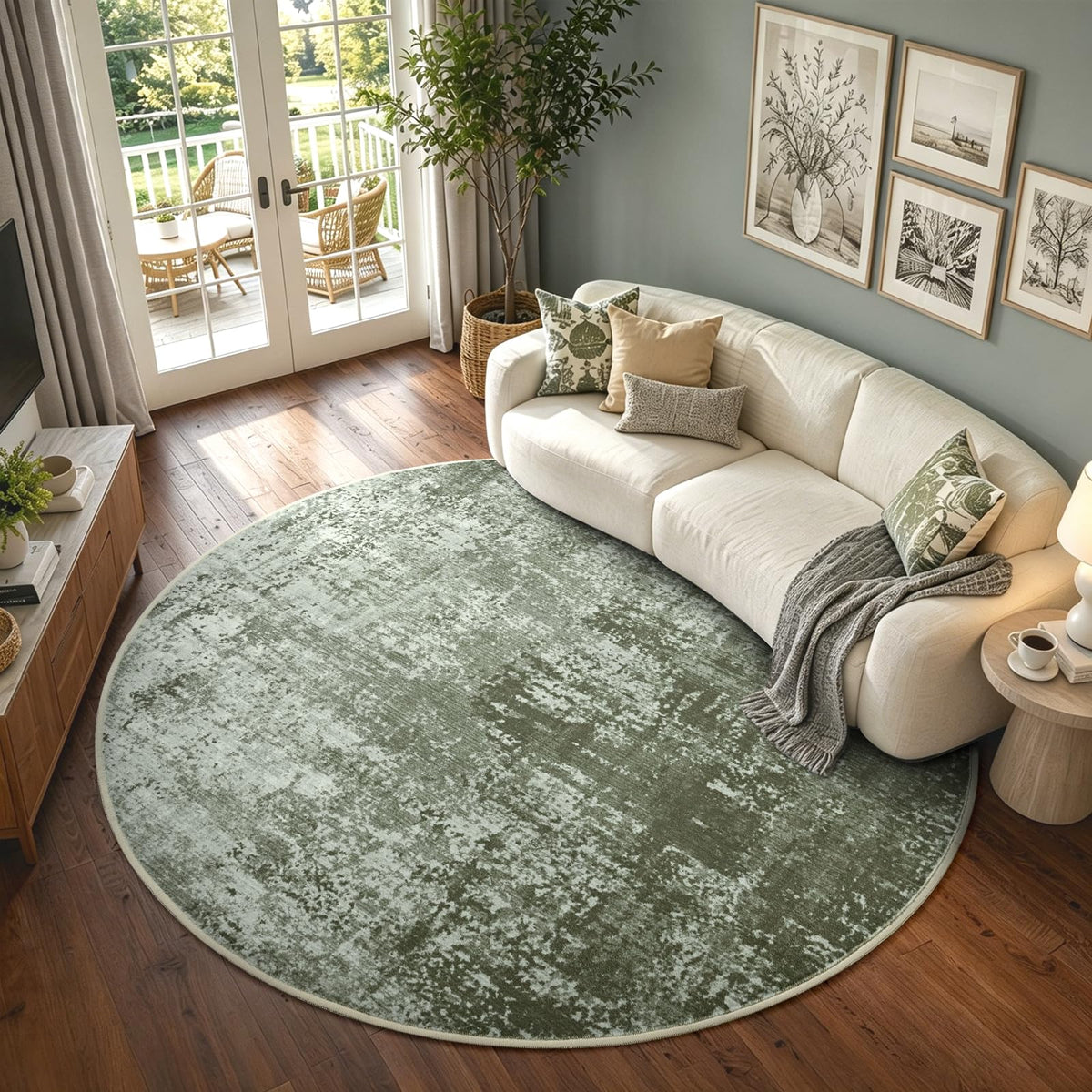 6x9 Ft Abstract Washable Area Rugs for Living Room Blue