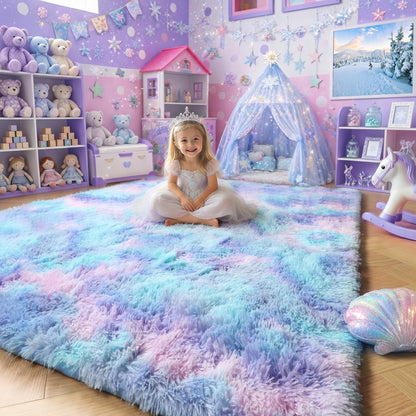 Amdrebio Grass Green Fluffy Area Rug 4x6 for Bedroom Classroom Living Room
