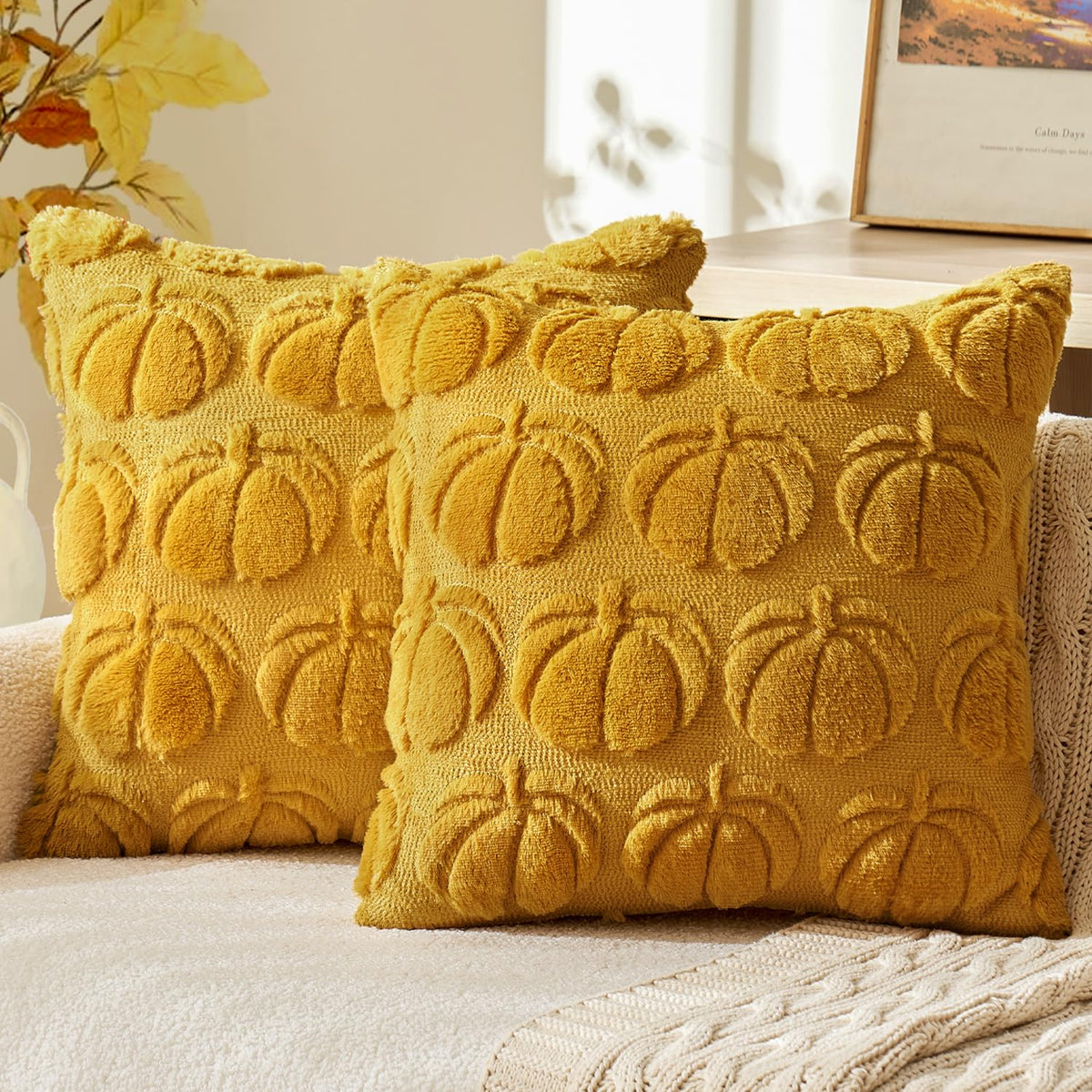 MIULEE Fall Pillow Covers Pumpkin Fall Decor 18x18 Dark Rust