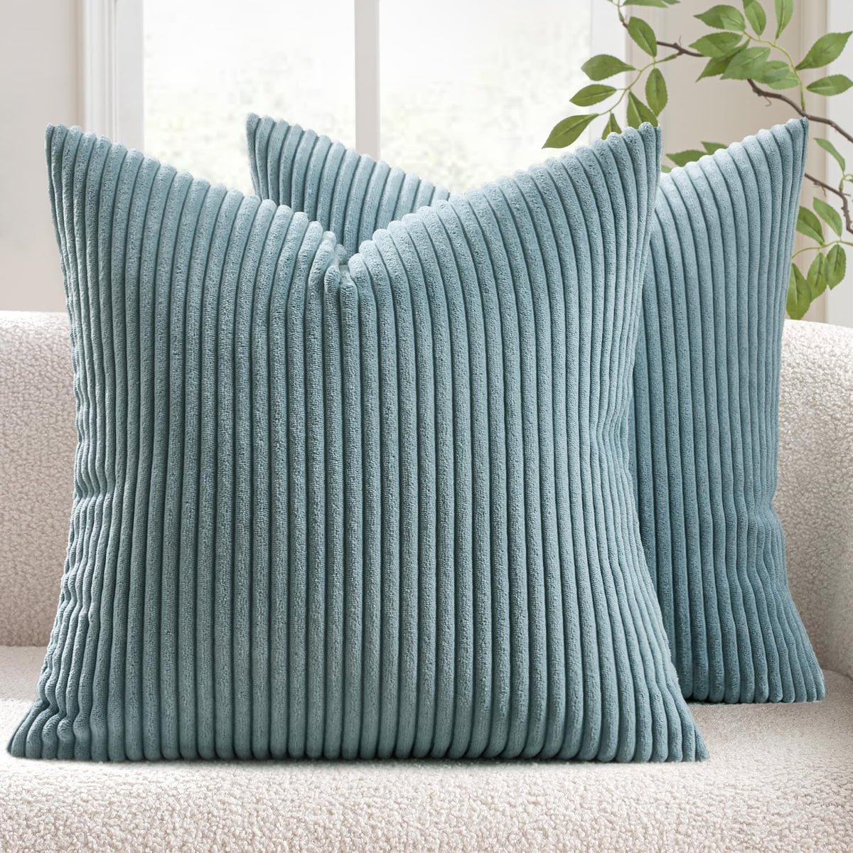 MIULEE Fall Decorative Corduroy Throw Pillow Covers Set of 2 18x18 Orange