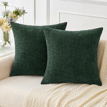 MIULEE Soft Chenille Fall Throw Pillow Covers Burnt Orange 18x18 Pack of 2