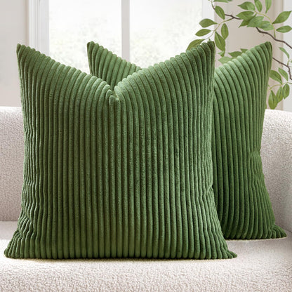 MIULEE Fall Decorative Corduroy Throw Pillow Covers Set of 2 18x18 Orange