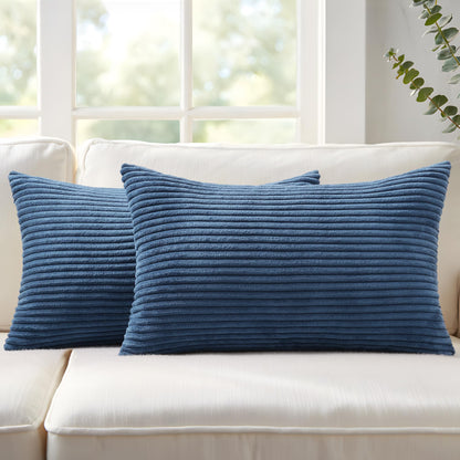 Mecatny Corduroy Fall Throw Pillow Covers 18x18 Set of 2 Olive Green