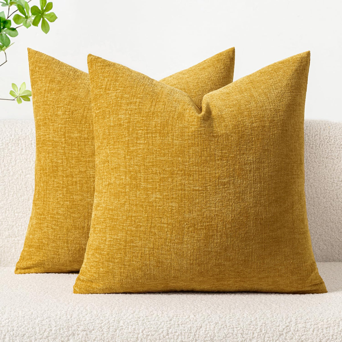MIULEE Soft Chenille Fall Throw Pillow Covers Burnt Orange 18x18 Pack of 2