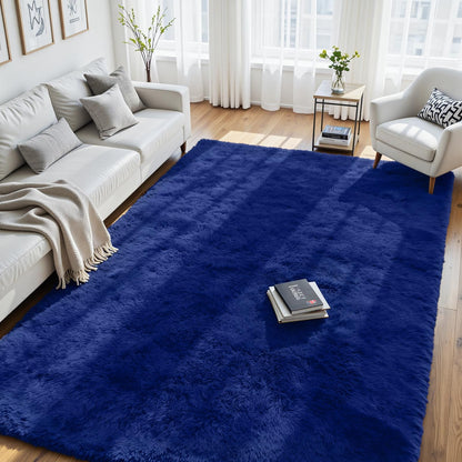 8x10 Fluffy Area Rug for Living Room: Non-Slip Grey Camel Bedroom Carpet