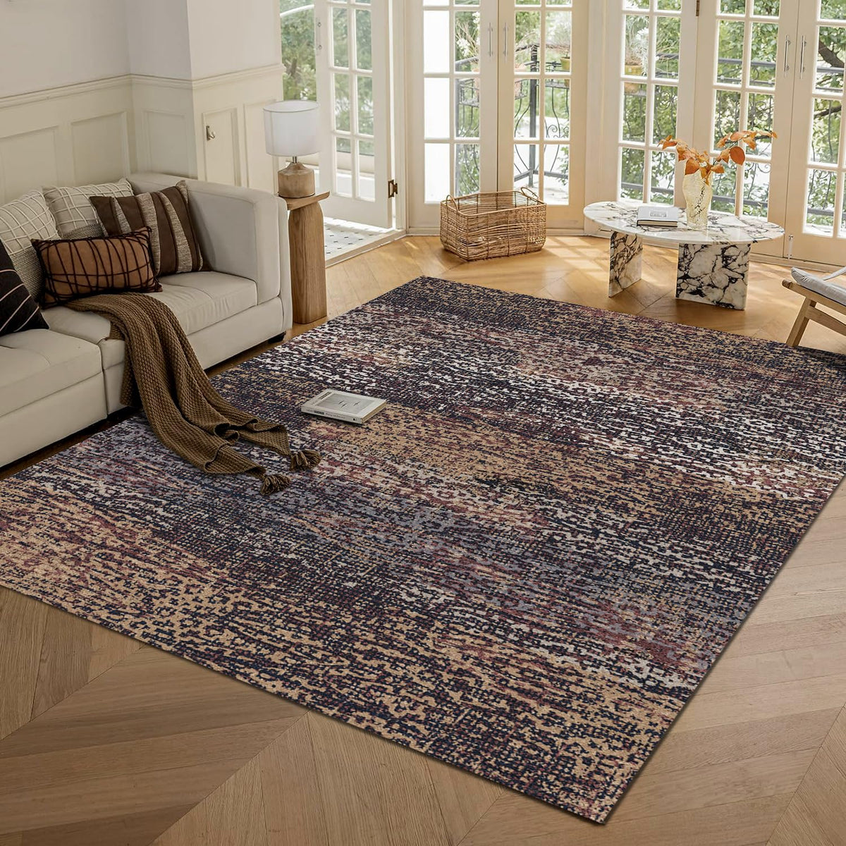 RUGSURE Washable Area Rugs - Perfect for Living Room, Bedroom, Kids Room, Nursery - Stain & Water Resistant Non-Slip, Pet & Child Friendly, Vintage Tribal Area Rugs (Green, 5' x 7')