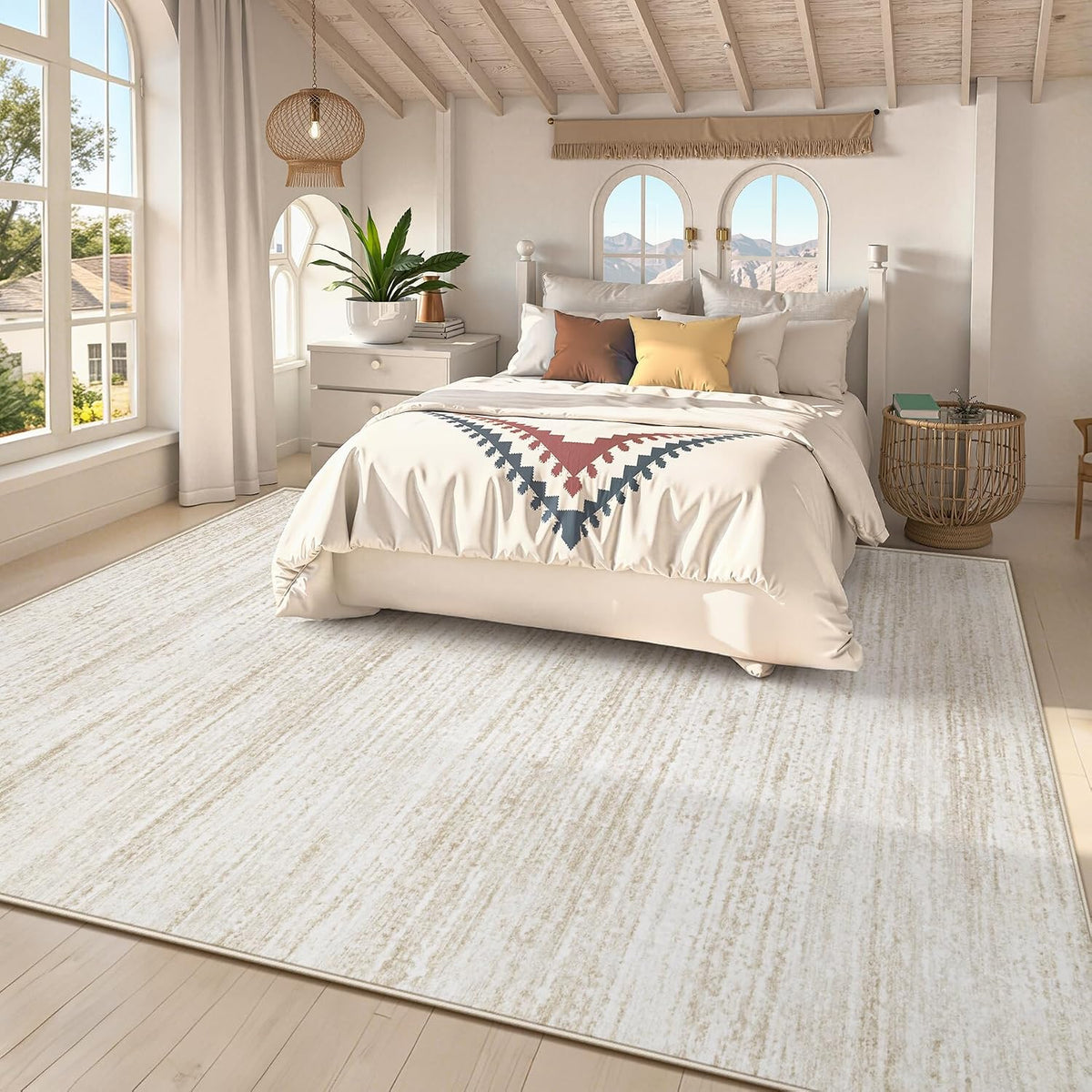 Area Rug 8x10 Living Room Rugs: Washable Modern Rug Large Non-Slip Soft Rugs Stain Resistant Printed Rug Indoor Carpet for Bedroom Kitchen Dining Room Nursery Playroom Home(Beige, 8'x10')