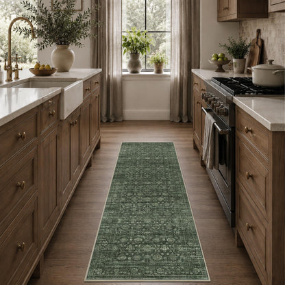 JOOJA 6x9 Brown Vintage Boho Washable Area Rug, Soft Low Pile Floor Carpet