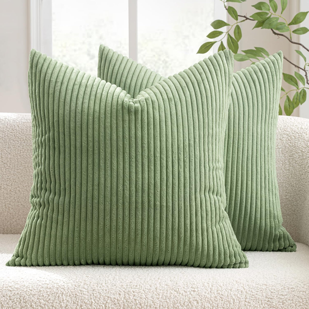 MIULEE Fall Decorative Corduroy Throw Pillow Covers Set of 2 18x18 Orange