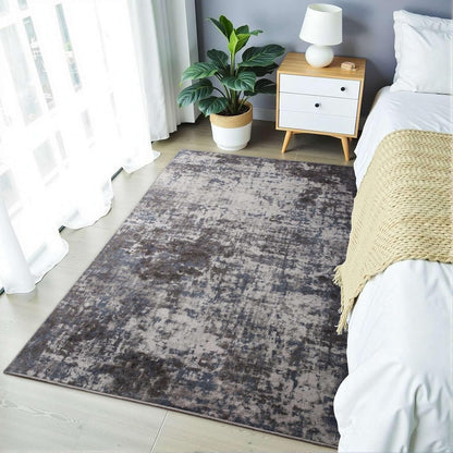 Modern Abstract 3x5 Rug, Non Slip Entryway Rug, Soft Machine Washable Rugs for Indoor Entry, Low Pile Stain Resistant Distressed Rug for Living Room, Bedroom, Dark Grey Blue