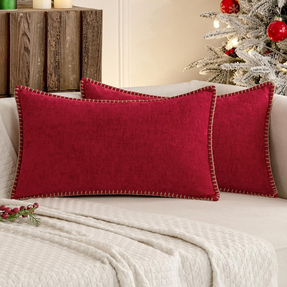 MIULEE Decorative Couch Throw Pillow Covers 18x18 Inch Sage Green 2 Pack
