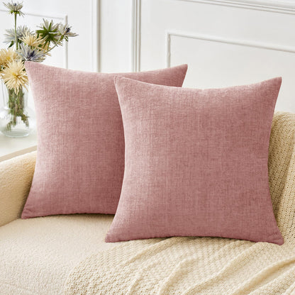 MIULEE Soft Chenille Fall Throw Pillow Covers Burnt Orange 18x18 Pack of 2