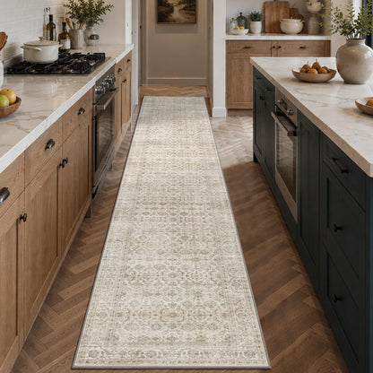 JOOJA 6x9 Brown Vintage Boho Washable Area Rug, Soft Low Pile Floor Carpet
