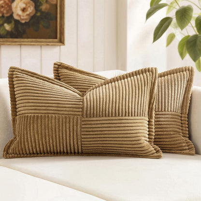 MIULEE Decorative Throw Pillow Covers for Couch 18x18 Inch Beige 2 Pack