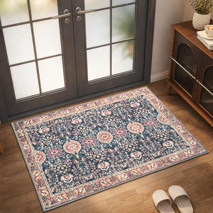 Goideal Washable Rug 4x6, Beige Area Rugs Non Slip, Indoor Low Pile Carpet with Rubber Backing for Living Room Kitchen Bathroom Entryway Office Bedroom