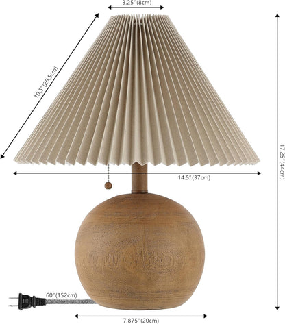 JONATHAN Y Aksel Sphere Table Lamp Coastal 17.25", Brown Wood Finish
