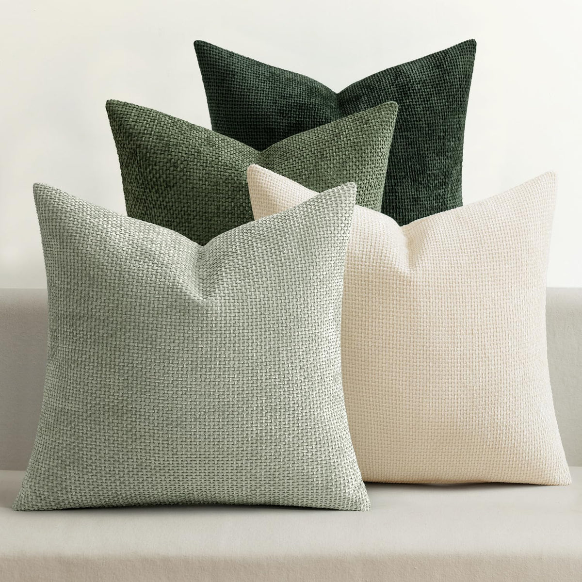 MIULEE Soft Decorative Chenille Pillow Covers Blue Series 18x18 Pack of 4