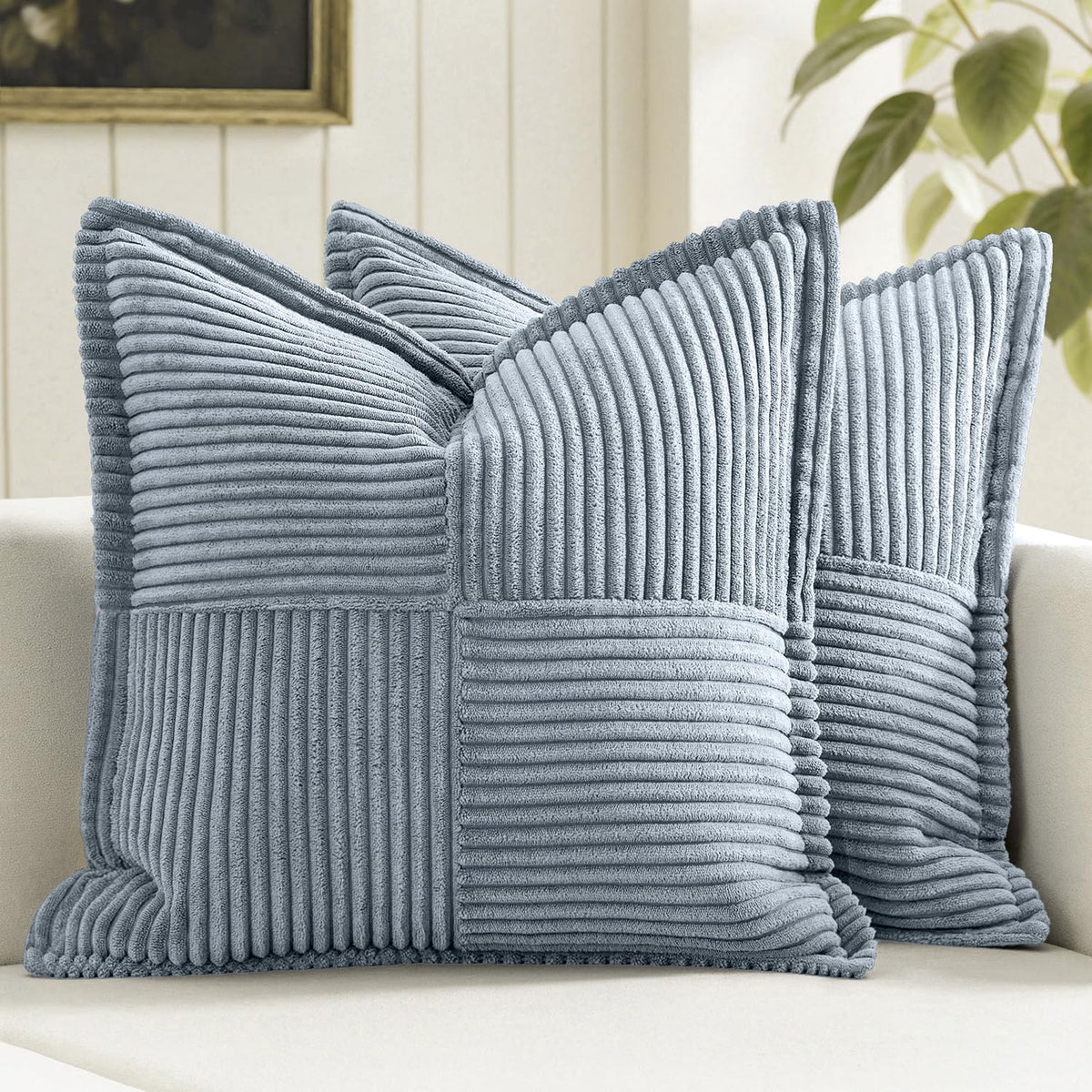 MIULEE Decorative Throw Pillow Covers for Couch 18x18 Inch Beige 2 Pack
