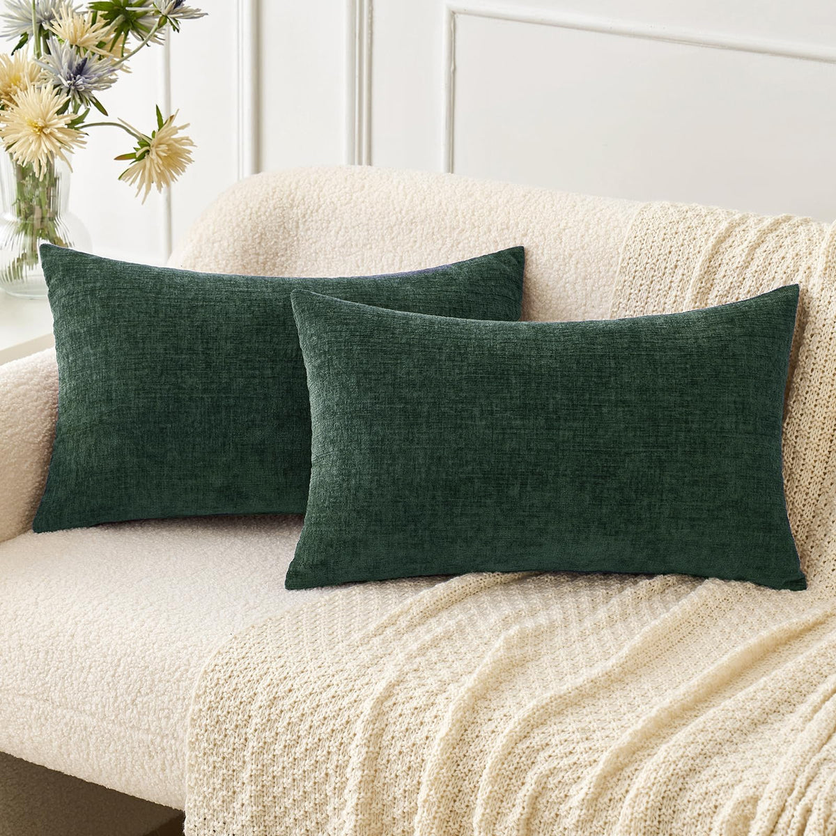 MIULEE Soft Chenille Fall Throw Pillow Covers Burnt Orange 18x18 Pack of 2