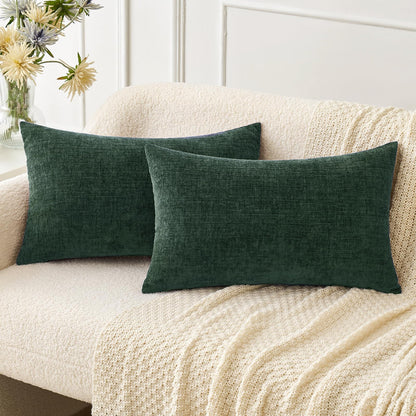 MIULEE Soft Chenille Fall Throw Pillow Covers Burnt Orange 18x18 Pack of 2