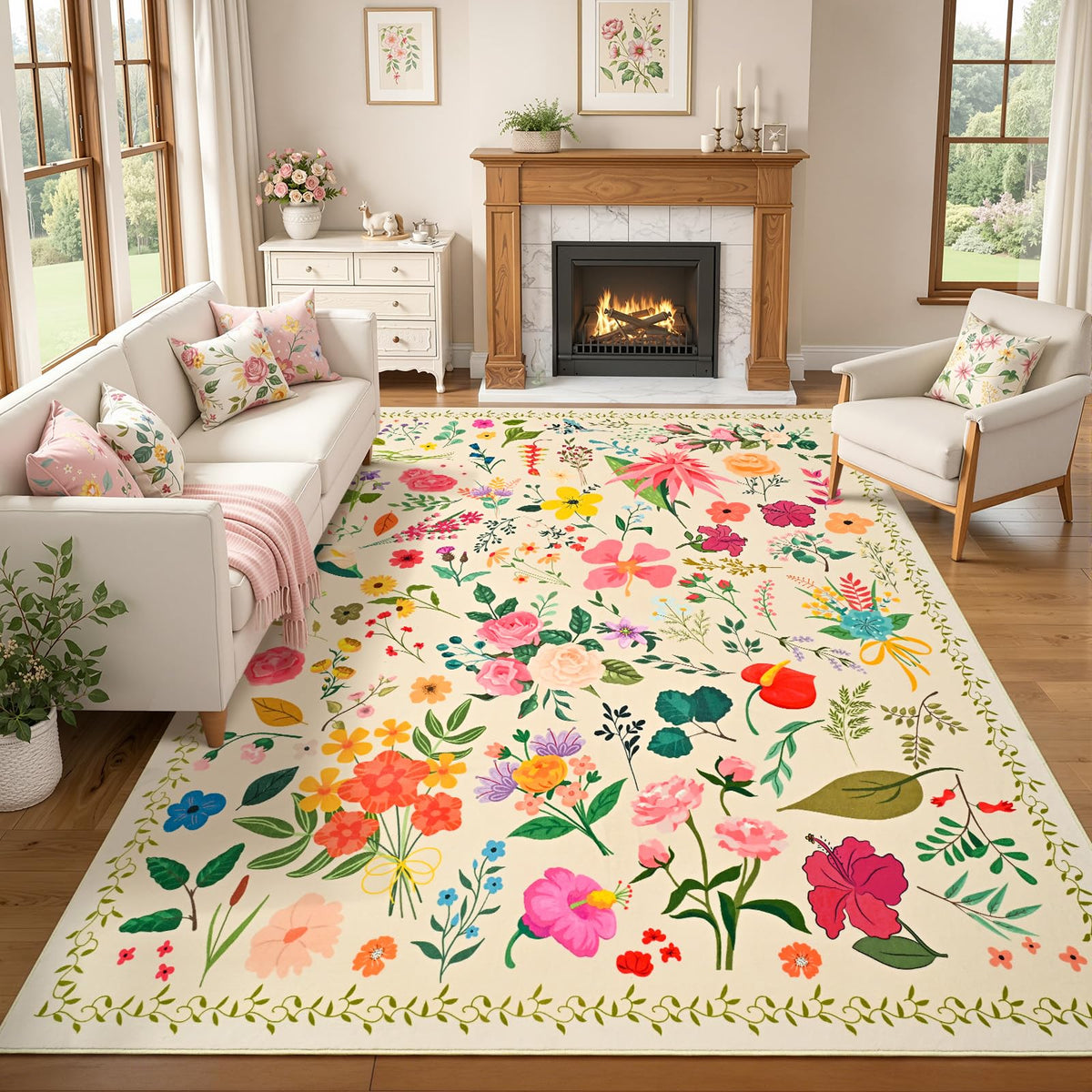 ISEAU Pink Rug for Bedroom 4x6 Area Rugs for Kids Room Dorm Rug, Non Slip