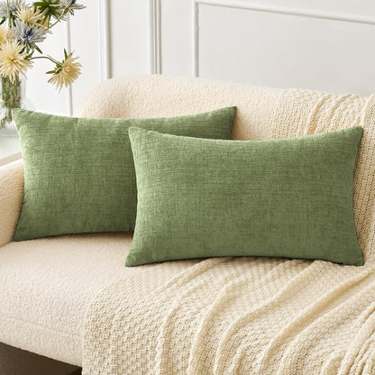 MIULEE Soft Chenille Fall Throw Pillow Covers Burnt Orange 18x18 Pack of 2