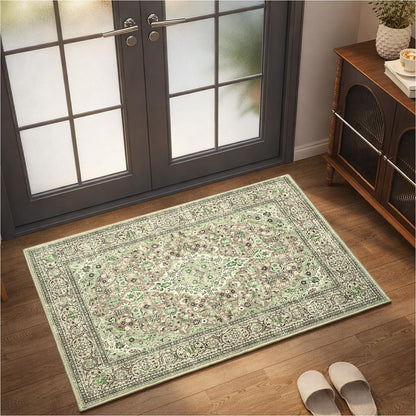 Goideal Washable Rug 4x6, Beige Area Rugs Non Slip, Indoor Low Pile Carpet with Rubber Backing for Living Room Kitchen Bathroom Entryway Office Bedroom