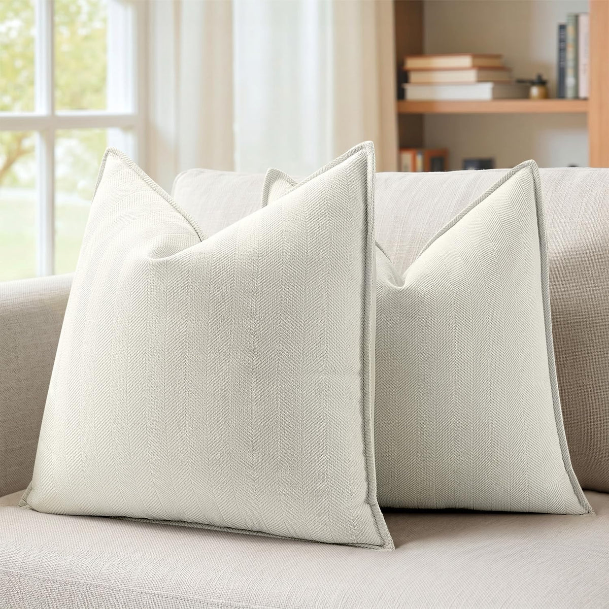 MIULEE Pack of 2 Sage Green Decorative Chenille Pillow Covers 20x20 Inch