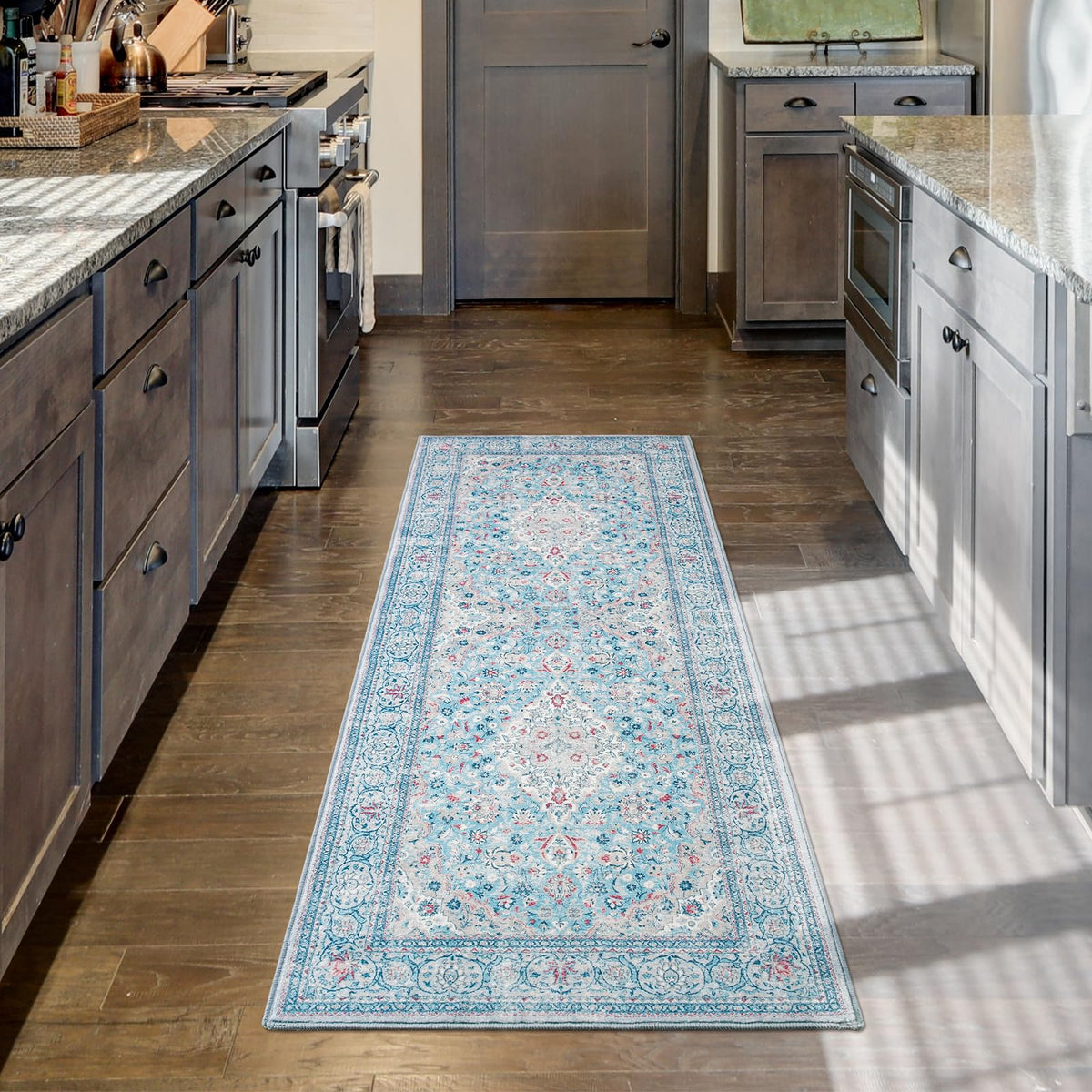Goideal Washable Rug 4x6, Beige Area Rugs Non Slip, Indoor Low Pile Carpet with Rubber Backing for Living Room Kitchen Bathroom Entryway Office Bedroom