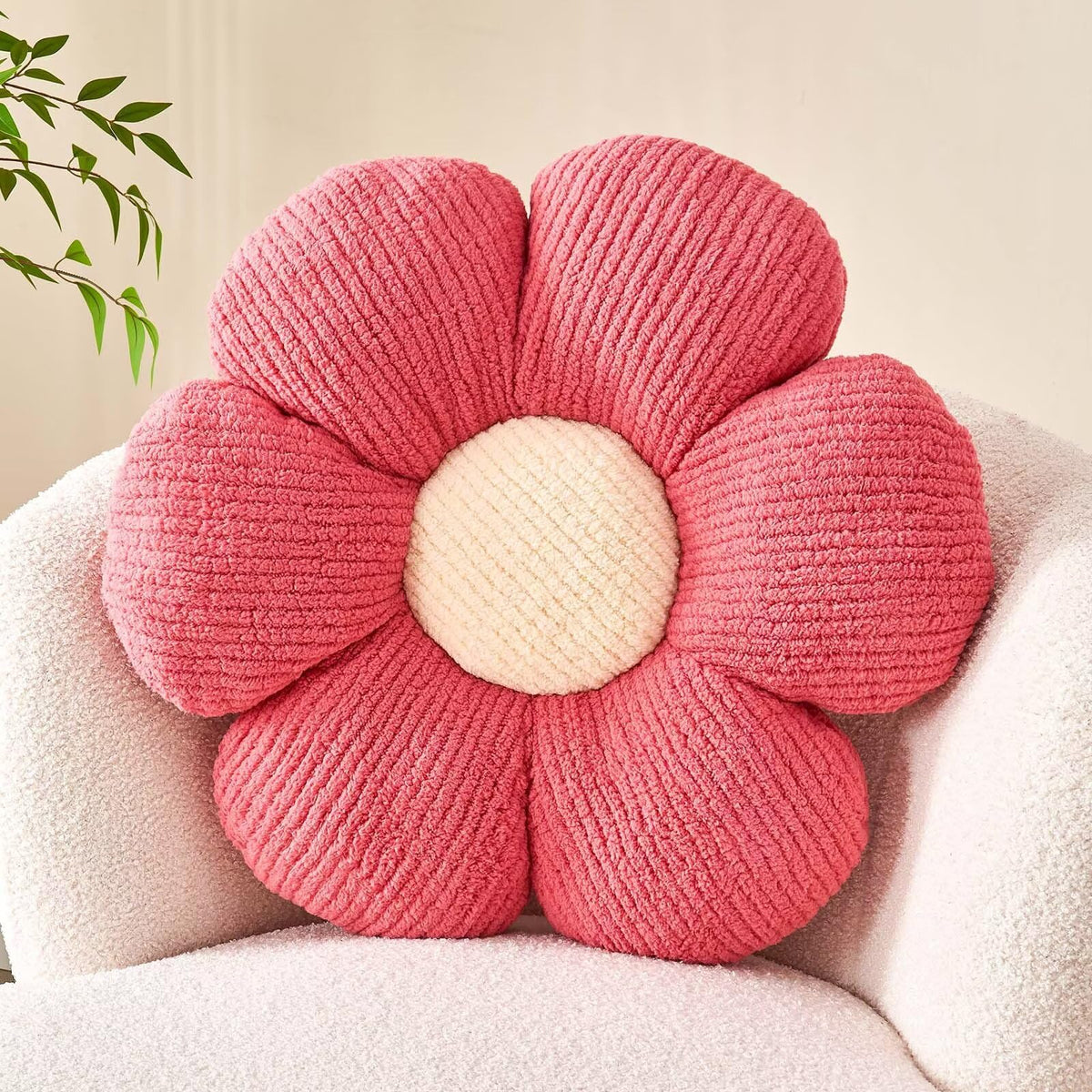 Kcvvcr Flower Throw Pillow, Soft Sage Green 14.9" Shaped Floor Pillow for Home Decor, Cute Aesthetic Plush Decorative Pillows for Bed, Sofa, Couch