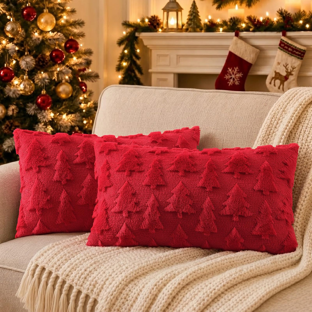 decorUhome Light Rust Pumpkin Faux Fur Throw Pillow Covers 18x18 Set of 2