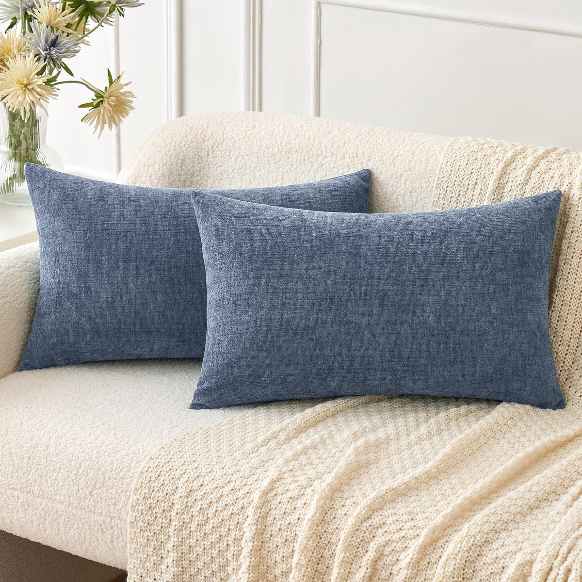 MIULEE Soft Chenille Fall Throw Pillow Covers Burnt Orange 18x18 Pack of 2