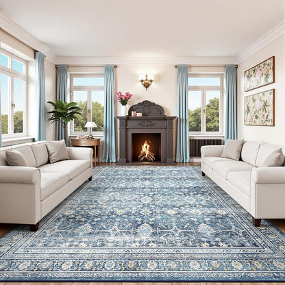 8x10 Area Rugs for Living Room Green Washable Non-Slip Large Carpet
