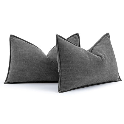 MIULEE Pack of 2 Sage Green Decorative Chenille Pillow Covers 20x20 Inch
